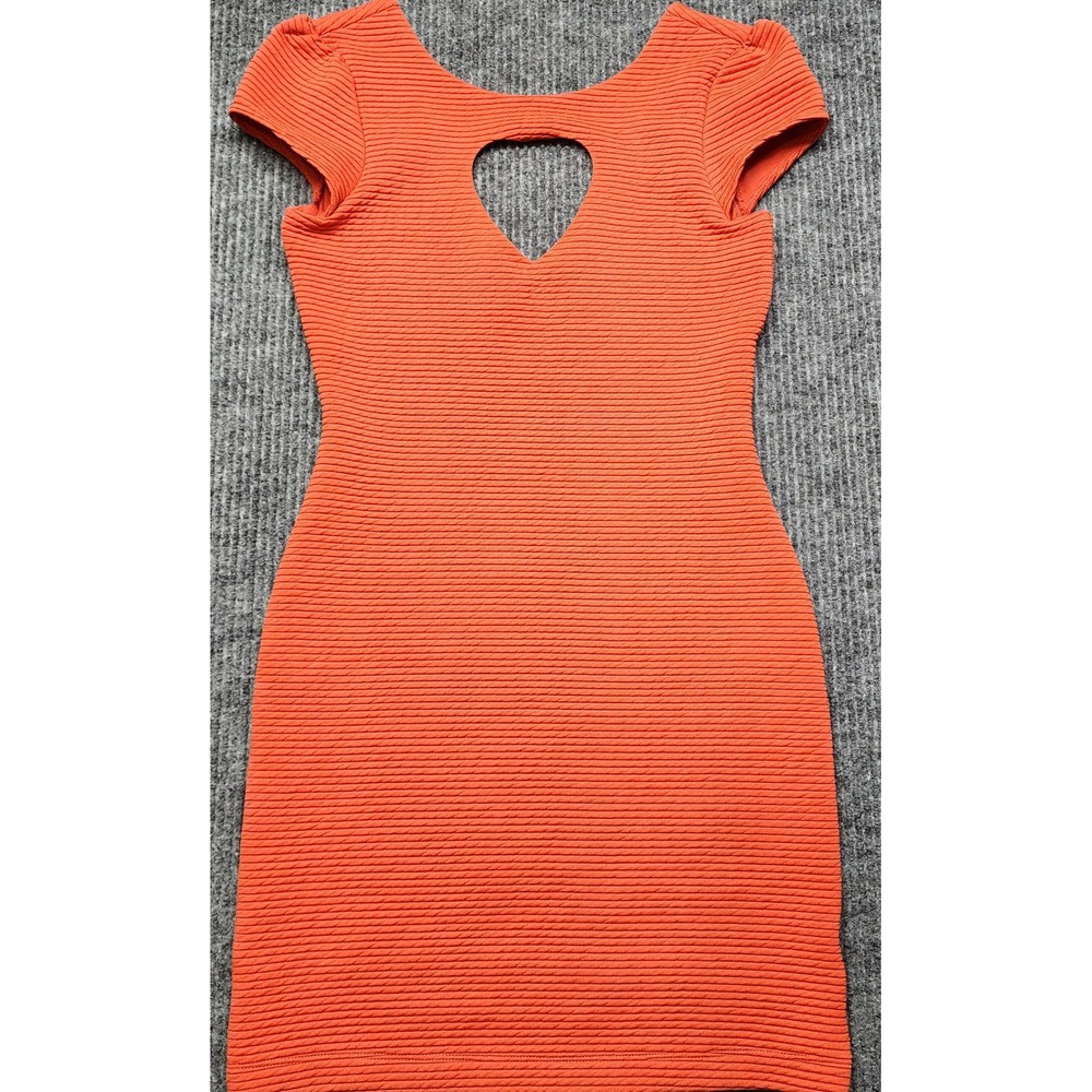 Cooperative Urban Outfitters Orange Heart Cutout Textured Bodycon Mini Dress S